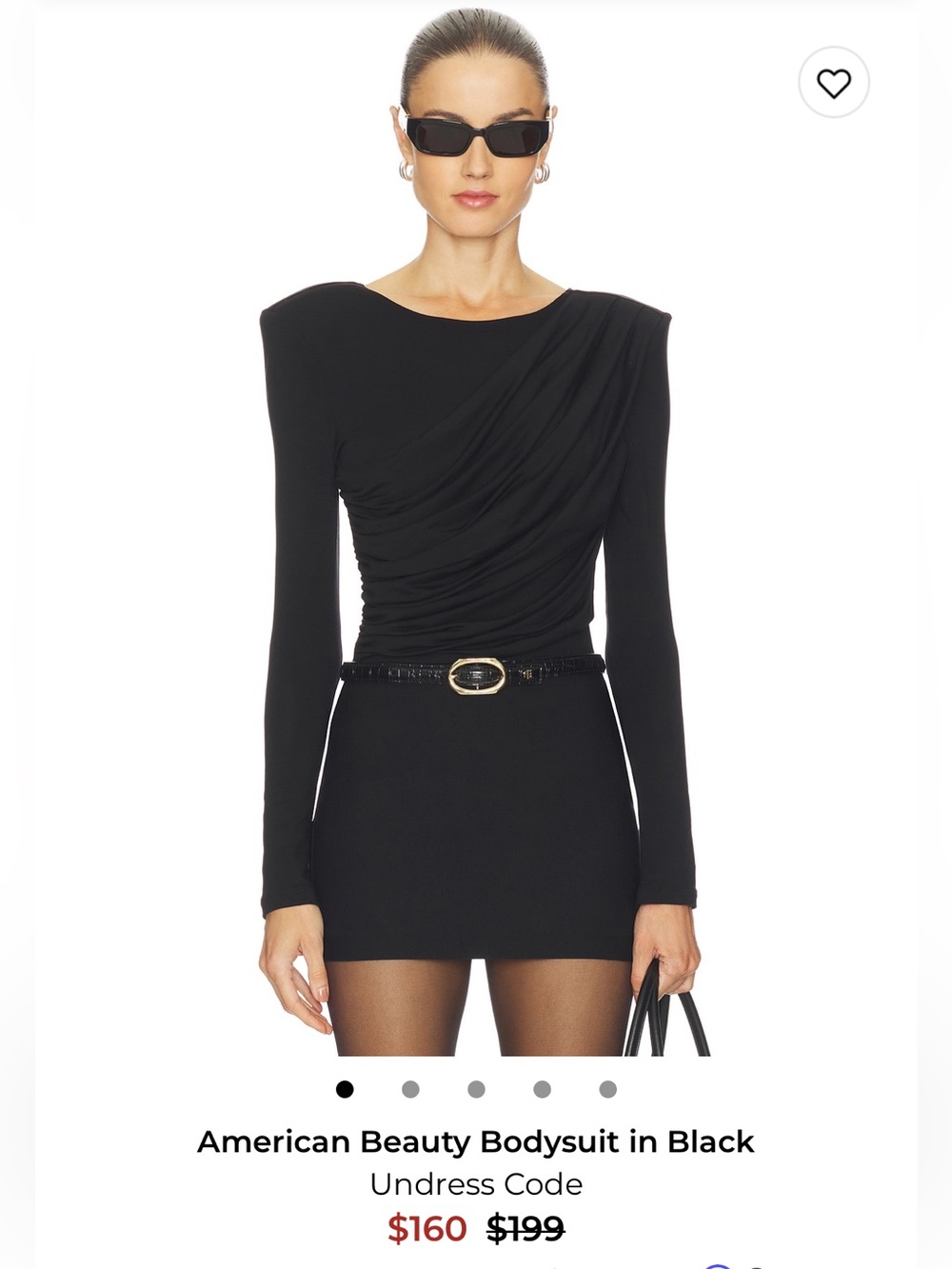 Undress Code American Beauty Black Draped-Shoulder Bodysuit - Revolve